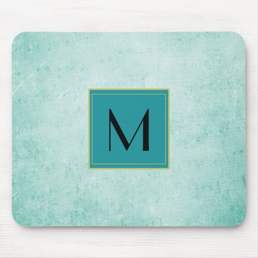 Monogram op zacht groen  papier textuur muismat (Voorkant)