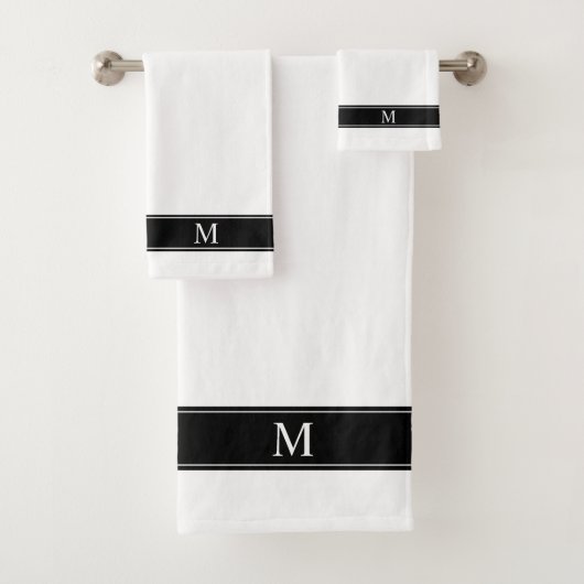 Monogram op zwart en wit minimalistisch bad handdoek (Insitu)