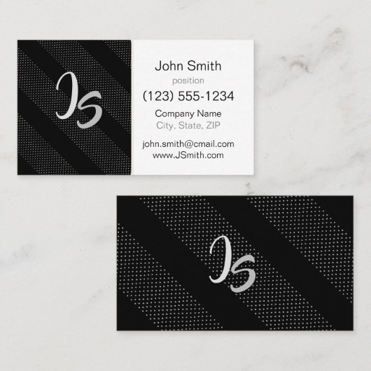 Monogram op zwart geometrisch trendy patroon visitekaartje (Voorkant / Achterkant)