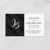 Monogram op zwart geometrisch trendy patroon visitekaartje (Voorkant)