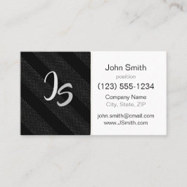 Monogram op zwart geometrisch trendy patroon visitekaartje
