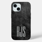 Monogram op zwart leer Case-Mate iPhone case (Achterkant)