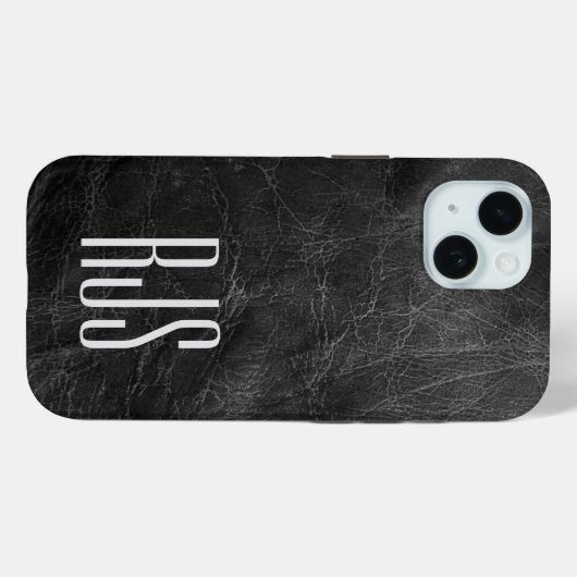 Monogram op zwart leer Case-Mate iPhone case (Achterkant (horizontaal))