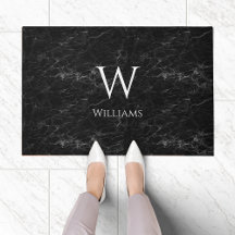 Monogram op zwart marmeren moderne elegante witte 