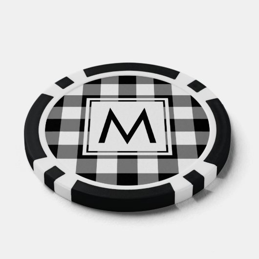 Monogram op zwart-wit Buffel Check Poker Chips (Enkel)