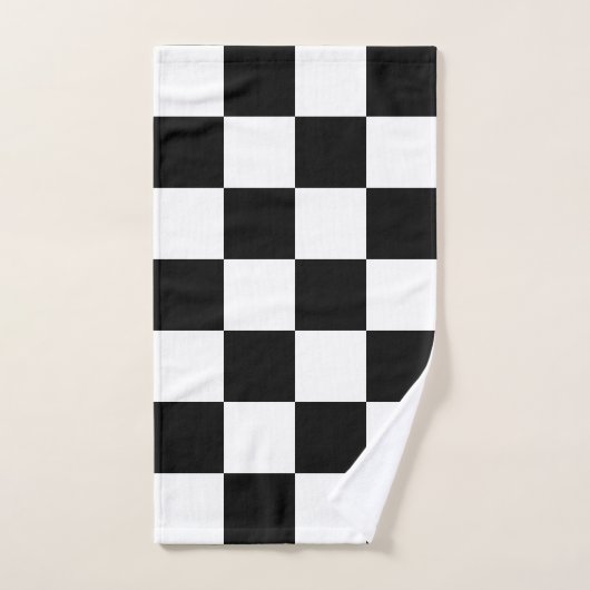 Monogram op zwart-wit gecheckt patroon bad handdoek (Handdoek)
