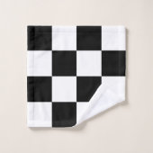 Monogram op zwart-wit gecheckt patroon bad handdoek (Wasdoekje)