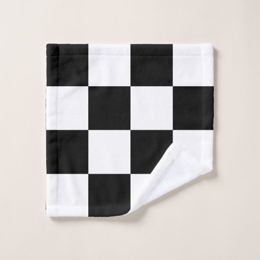 Monogram op zwart-wit gecheckt patroon bad handdoek (Wasdoekje)