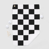 Monogram op zwart-wit geruit patroon golfhanddoek (Insitu)