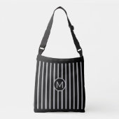 Monogram op zwart & zilver grijs, verticaal gestre crossbody tas (Voorkant)