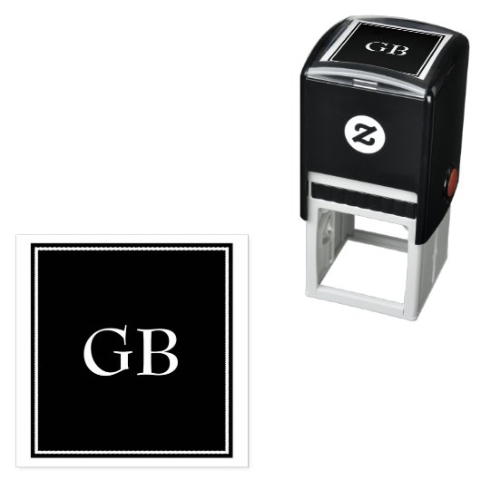 Monogram op zwarte achtergrond  zelfinktende stempel (In situ)