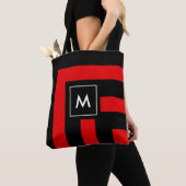 Monogram op zwarte en rode stripper Canvas tas (Dichtbij)