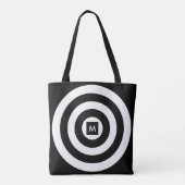 Monogram op zwarte en witte cirkels tote bag (Achterkant)