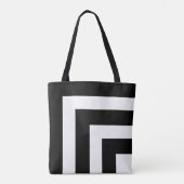 Monogram op zwarte en witte gestreepte boodschappe tote bag (Achterkant)