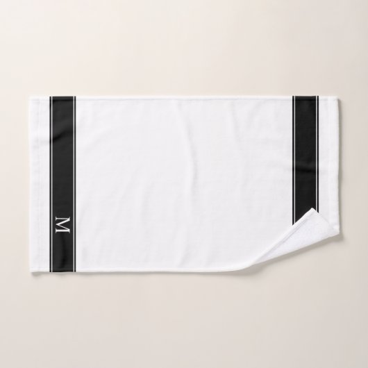 Monogram op zwarte en witte minimalistisch bad handdoek (Handdoek)