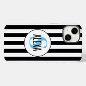 Monogram op zwarte en witte strepen Case-Mate iPhone case (Achterkant (horizontaal))