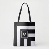 Monogram op zwarte en witte stripper Canvas tas (Voorkant)