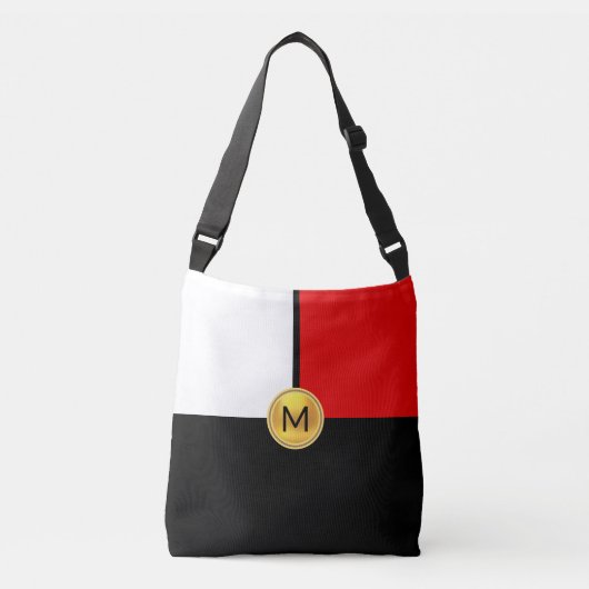Monogram op Zwarte, Rode en Witte Crossbody Tas (Voorkant)