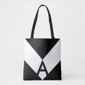 Monogram op zwarte & witte Abstracte driehoek Tote Bag (Voorkant)