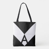 Monogram op zwarte & witte Abstracte driehoek Tote Bag (Achterkant)