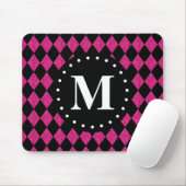 Monogram opgerold zwart diamantpatroon muismat (Met muis)