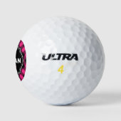 Monogram opgezette naam Hot Pink en Black Buffalo Golfballen (Logo)