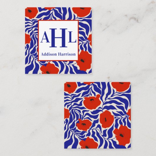 Monogram Oproepkaart, Monogram Behuizing Kaarten Vierkante Visitekaartje (Voorkant / Achterkant)