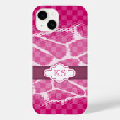 Monogram opvliegend roze paarse koolstof Case-Mate iPhone case (Achterkant)