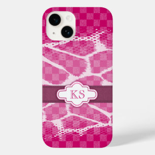 Monogram opvliegend roze paarse koolstof Case-Mate iPhone 14 hoesje