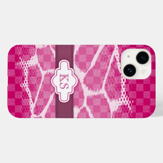 Monogram opvliegend roze paarse koolstof Case-Mate iPhone case (Achterkant (horizontaal))