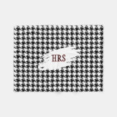 Monogram or Name, Black & White Houndstooth Fleece Deken (Voorkant (Horizontaal))