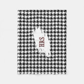 Monogram or Name, Black & White Houndstooth Fleece Deken (Voorkant)