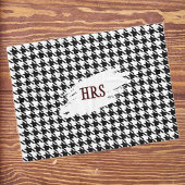 Monogram or Name, Black & White Houndstooth Fleece Deken