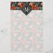 Monogram | Oranje Abstract flessenpatroon Briefpapier (Voorkant)