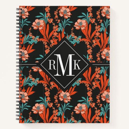 Monogram | Oranje Abstract flessenpatroon Notitieboek (Voorkant)