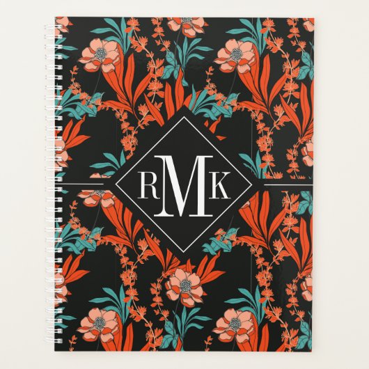 Monogram | Oranje Abstract flessenpatroon Planner (Voorkant)