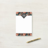 Monogram | Oranje Abstract flessenpatroon Post-it® Notes (Op bureau)
