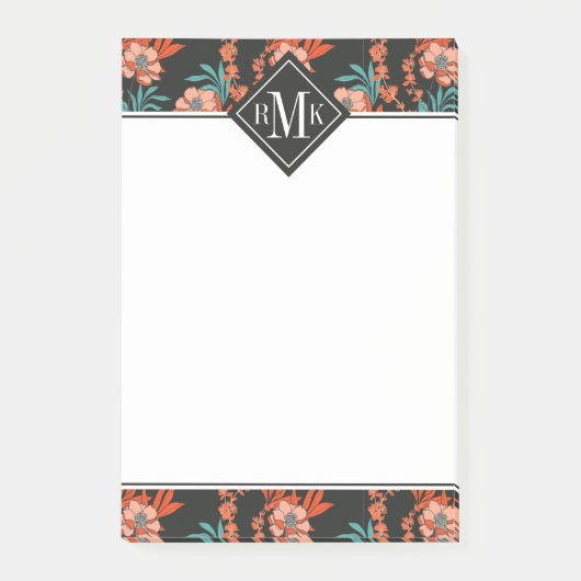 Monogram | Oranje Abstract flessenpatroon Post-it® Notes (Voorkant)