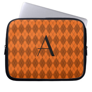 Monogram oranje argyle laptop sleeve
