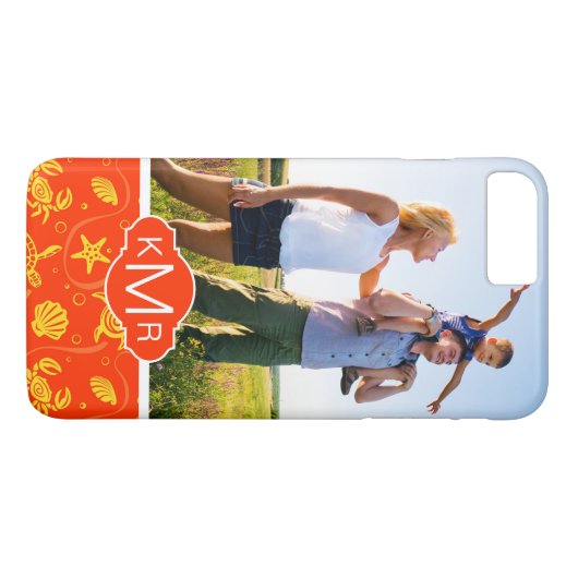 Monogram | Oranje balkpatroon Case-Mate iPhone Case (Achterkant (Horizontaal))