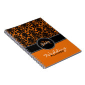 Monogram Oranje Black White Damask Wedding Planner Notitieboek (Rechterzijde)