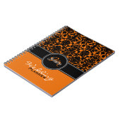 Monogram Oranje Black White Damask Wedding Planner Notitieboek (Linkerzijde)