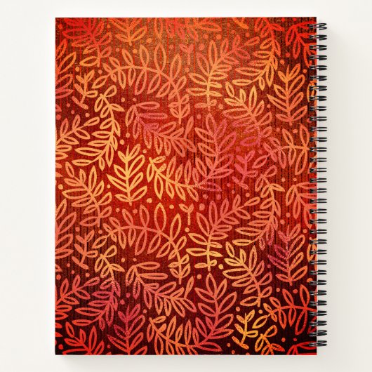 Monogram oranje bladpatroon modern eenvoudig notitieboek (Achterkant)