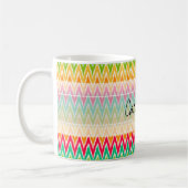 Monogram Oranje Blauwgroen Ikat Chevron Zig Zag Pa Koffiemok (Links)
