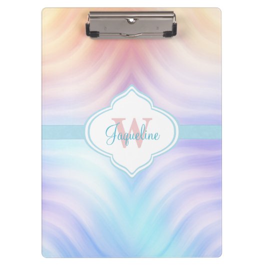 Monogram Oranje Blauwgroen lavender Klembord (Voorkant)