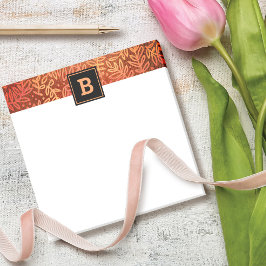 Monogram oranje botanisch bladpatroon vet post-it® notes