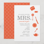 Monogram Oranje Bridal Shower Invitations Kaart (Voorkant / Achterkant)