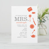 Monogram Oranje Bridal Shower Invitations Kaart (Staand voorkant)