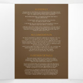 Monogram oranje bruine bladvalbruiloft drieluik uitnodiging (Binnenkant midden)