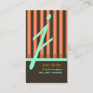 Monogram oranje/chocolade/zeegroen strepen visitekaartje